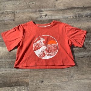 Orange Croptop w/ Wave print